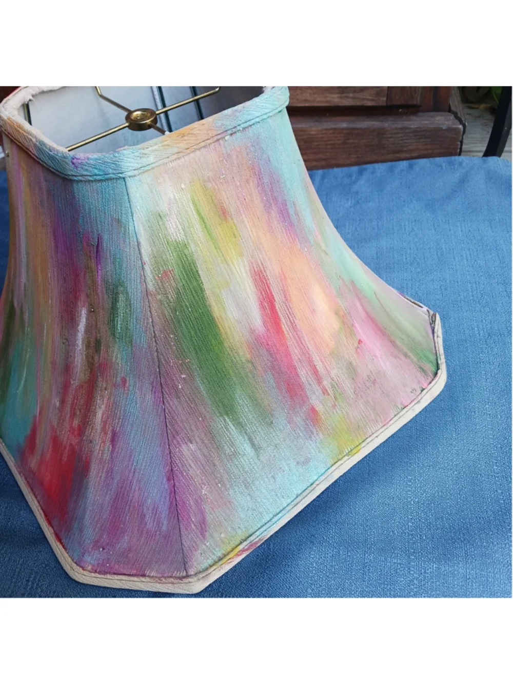 Whimsical Art Hand-painted Colorful tie-dye Square Lamp Shade 15 X 15 X 10 90s